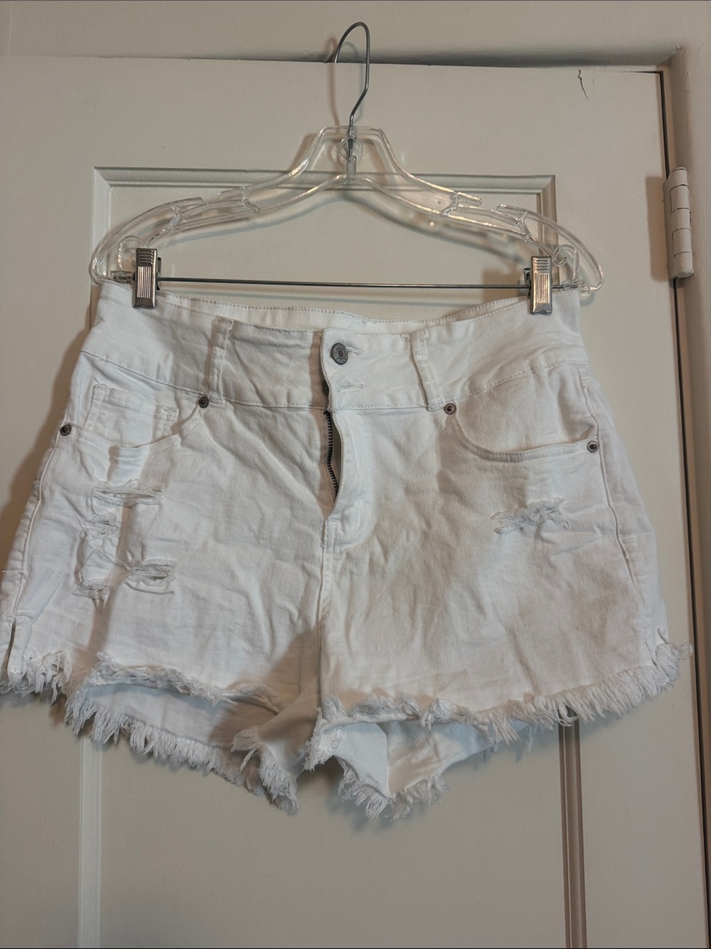 White Distressed Women's Denim Shorts